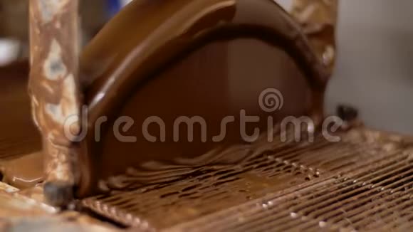在糖果店工作巧克力涂布机视频的预览图