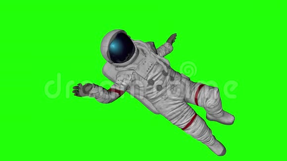 宇航员正在零重力下运动宇航员在绿色背景下3D绘制视频的预览图