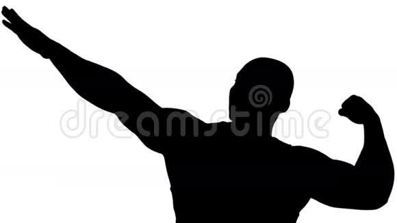 肌肉发达的男人做手势的轮廓视频的预览图