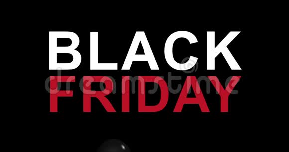 黑色星期五广告与红白黑气球背景4k动画无缝循环视频的预览图