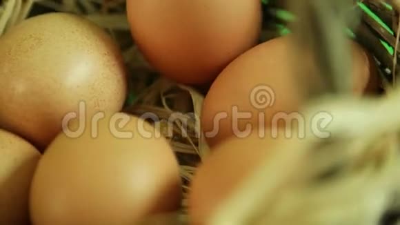 自然卵在篮子里旋转接近宏观视频的预览图