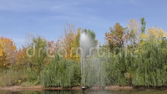 秋天公园的喷泉视频的预览图
