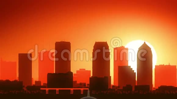 美国佛罗里达州坦帕市空中日出起飞视频的预览图