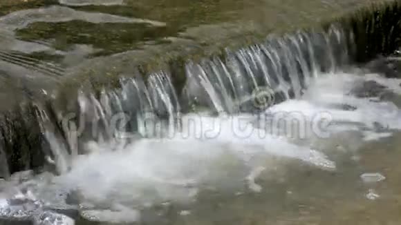 快速流动的小溪上的小瀑布视频的预览图