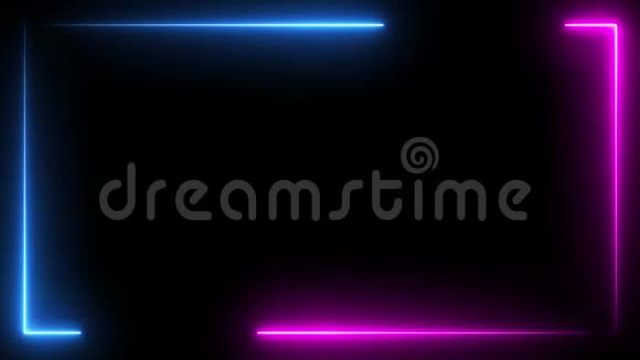 蓝色和粉红色的霓虹灯在框架中盘旋视频的预览图