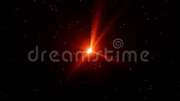 抽象明亮的投影仪灯间歇旋转周围有尘埃粒子红色聚光灯慢慢旋转视频的预览图