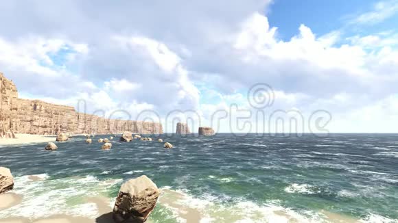 岩石附近的海岸海浪的海洋视频的预览图