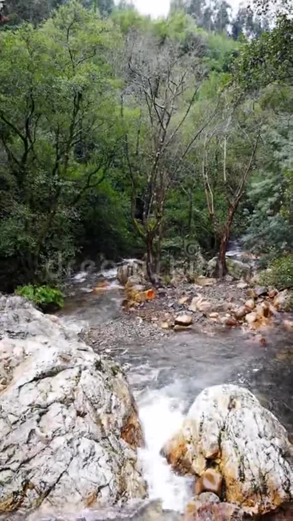山上透明的水的小瀑布视频的预览图