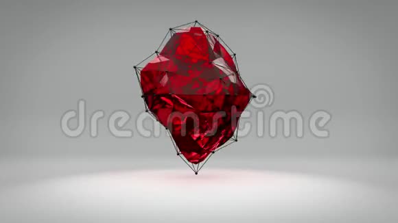 3D动画抽象动画将球体形状变形为混沌丝网一个抽象的红色人物视频的预览图