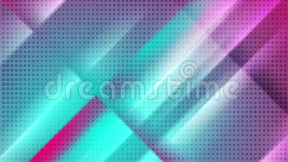 青色和粉色平滑条纹和圆点抽象运动背景视频的预览图