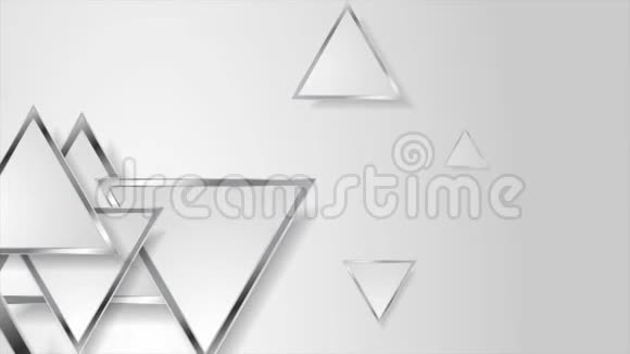 银色三角形的高科技几何运动背景视频的预览图