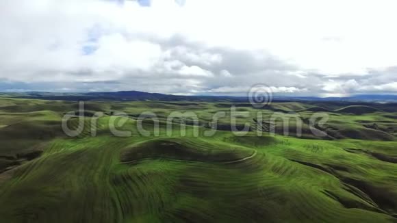 青山和草地从直升机视频的预览图