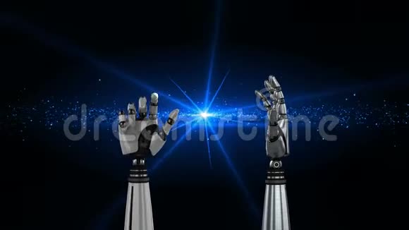 机器人的手和发光的夜空视频的预览图