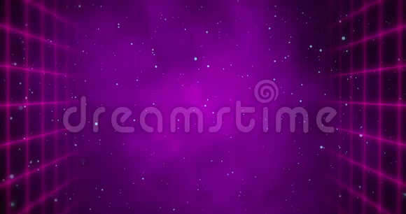 红色方形的墙壁在宇宙背景上移动中心4k有紫色的雾视频的预览图