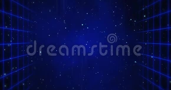 蓝色的方形墙壁在蓝色的宇宙背景下移动视频的预览图
