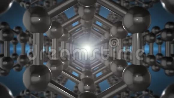 石墨烯结构的无缝循环动画蜂窝状反射暗碳原子视频的预览图