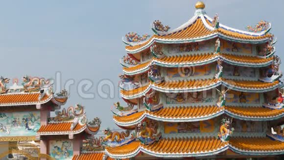 帕塔亚泰国2018年1月17日帕塔亚中国寺庙天使力量中国风格的美丽原寺视频的预览图