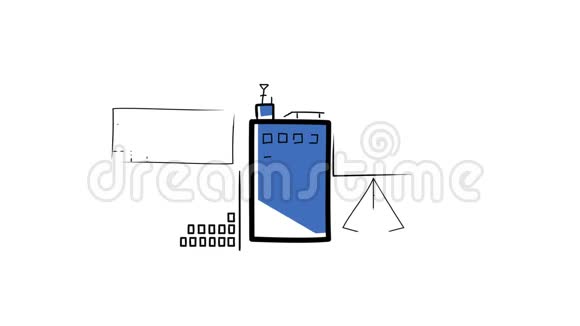 孤立的手工绘制摩天大楼图标和信息图形视频的预览图