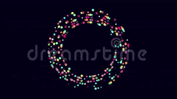圆形彩色框架的旋转粒子球视频的预览图