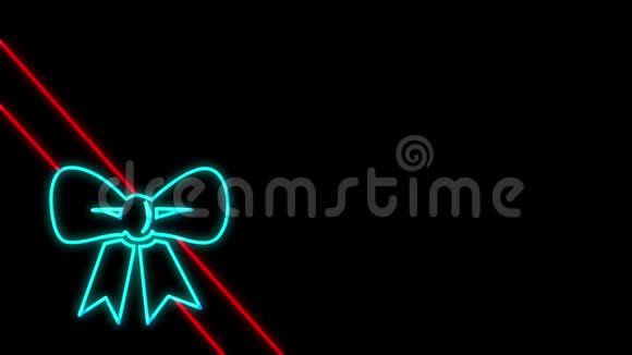 黑色背景的丝带和蝴蝶结霓虹灯标志视频的预览图