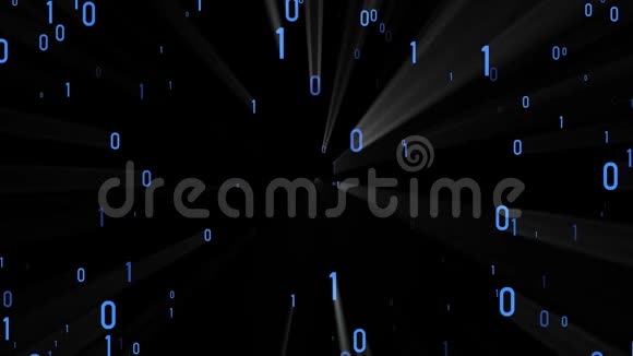 蓝亮光二进制码随机浮动空间动画背景新质量数字字母编码技术视频的预览图