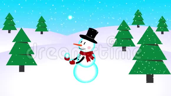 雪人杂耍雪球动画视频的预览图