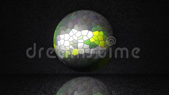 神奇球体从抽象背景上镶嵌而成下面有反光电脑生成三维渲染视频的预览图
