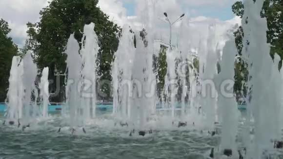 晴天市中心喷泉喷水景观视频的预览图