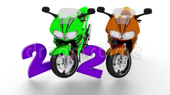 带轮子的两辆运动摩托车2020设计视频的预览图
