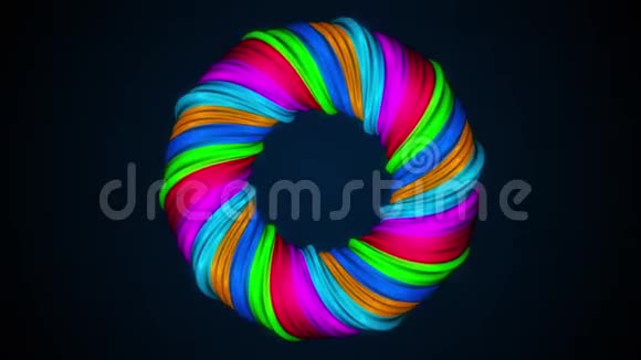 彩色扭曲形状计算机产生的催眠背景3D渲染旋转线视频的预览图
