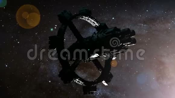 太空船和银河系恒星视频的预览图