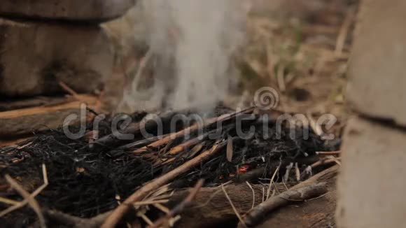 木头火焰戴着手套的手视频的预览图