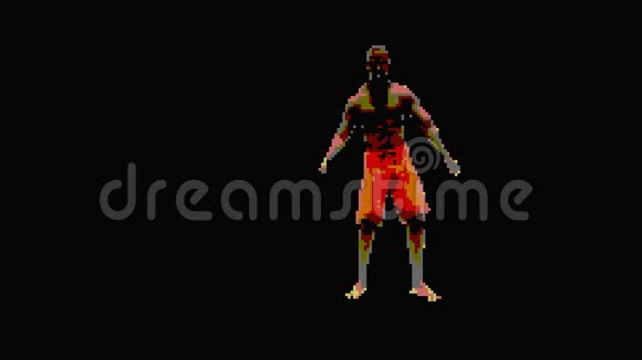 无缝的一个跳舞视频游戏健美肌肉性格孤立像素视频游戏健身健身健身视频的预览图