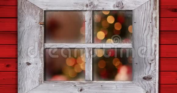 透过窗户看到的圣诞灯视频的预览图