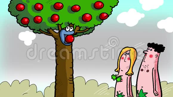 亚当和夏娃罪恶的苹果和蛇视频的预览图