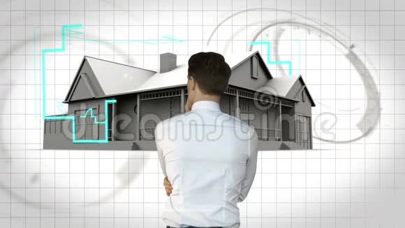 建筑师在技术界面上设计房子视频的预览图