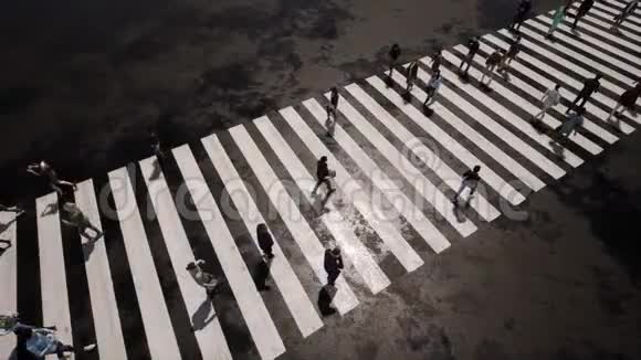 行人走在斑马路标记上为了概念设计侧视生活方式的概念视频的预览图