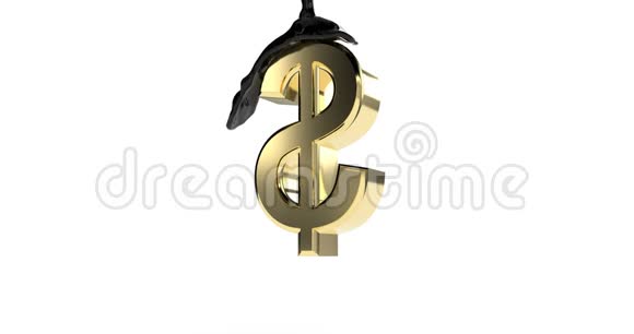 黑色原油在一个金色的美元符号上下降油价冲击市场视频的预览图