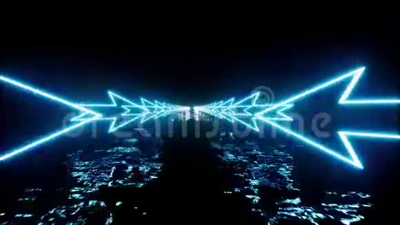霓虹箭头移动空间创意封面设计抽象发光的蓝线空间网络概念抽象箭头未来视频的预览图