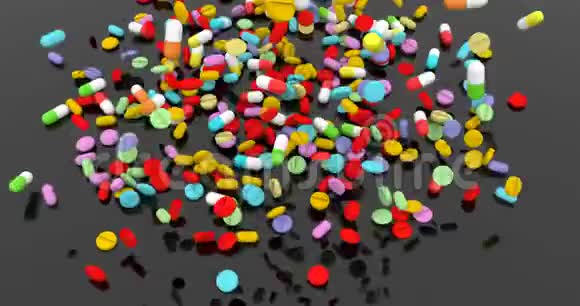 三维图标与药丸不同的颜色胶囊医学背景抗生素符号药物治疗视频的预览图