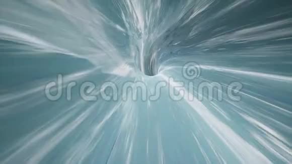 在蓝色冰冷的冰隧道内移动晶体冻结结构抽象冰洞背景三维渲染视频的预览图