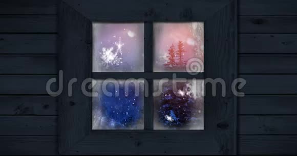 透过窗户看到的冬季风景视频的预览图