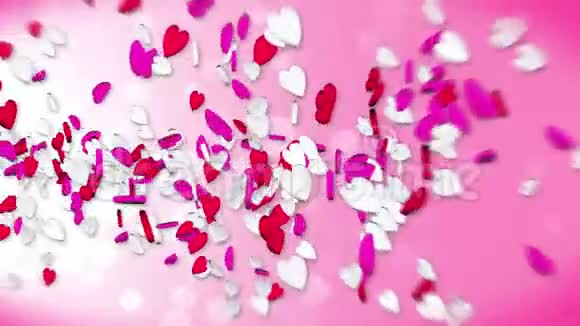 红心在红色背景上飞舞红白糖果情人节循环动画视频的预览图
