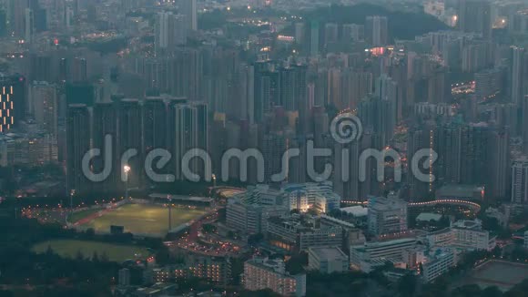 夜以继日的夜以继日的香港城市景观天际线视频的预览图