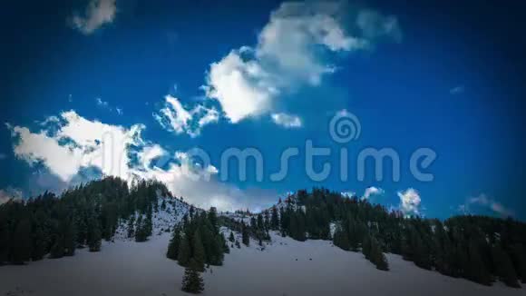 天空中有云笼罩在冬林中视频的预览图