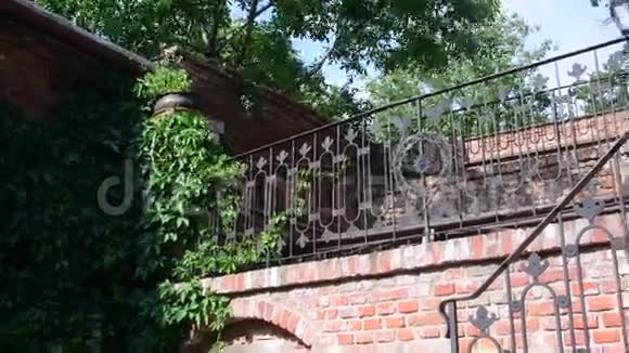 历史上有锻铁栏杆的房子历史庭院视频的预览图
