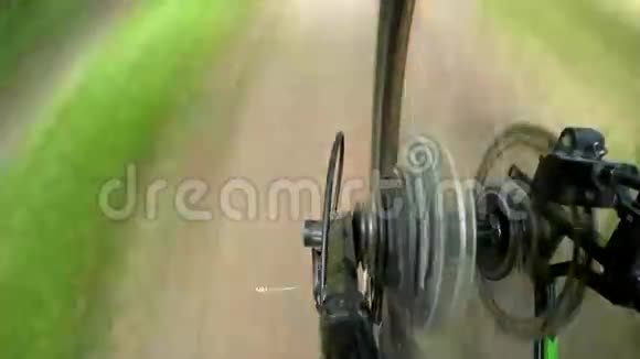 骑自行车穿过森林从后轮卡带齿轮时间流逝视频的预览图