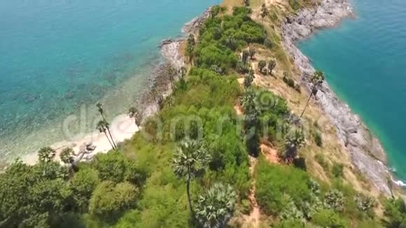 空中普罗米斯普角观景悬崖高清鸟眼慢镜头泰国普吉岛视频的预览图