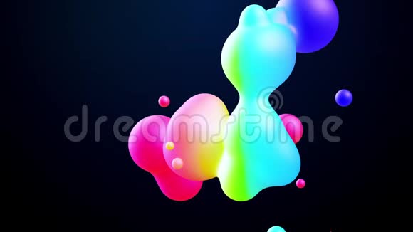 抽象的三维背景有美丽的色彩渐变球体在空气中循环与内光融合视频的预览图