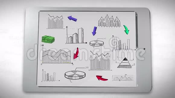 智能手机平板电脑中商业营销金融等丰富多彩的统计信息涂鸦动画视频的预览图